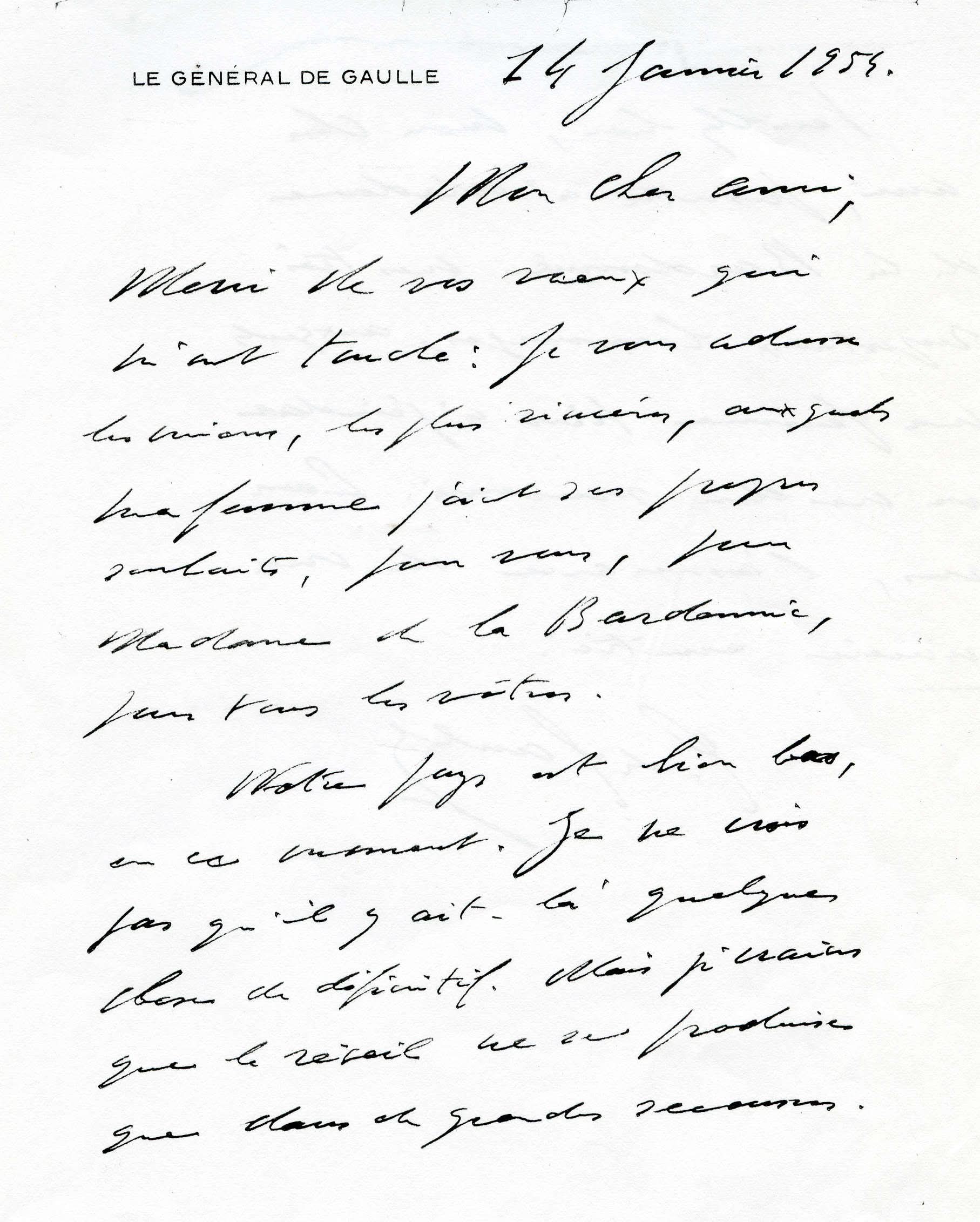 Lettre De Gaulle 1954